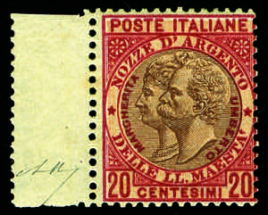 1893 - Nozze dArgento 20 c. rosa bruno e ... 