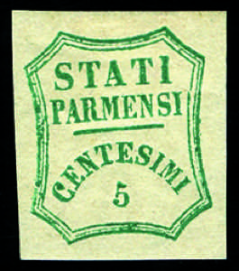 Parma - 1859 - 5 c. verde azzurro, fresco ... 