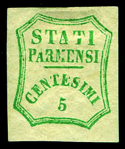 Parma - 1855 - 25 c. bruno rosso, con buoni ... 
