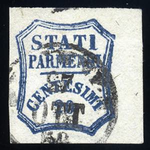 Parma - 1859 - 20 c. azzurro bordo di foglio ... 