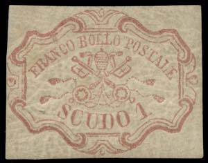 Pontificio - 1852 - 1 s. rosa carminio, ... 