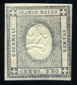 Sardegna - 1861 - 1 c. grigio nero, ... 