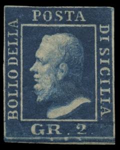 Sicilia - 1859 - 2 gr. azzurro vivo, III ... 