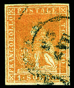 Toscana - 1857 - 1 s. ocra, leggero annullo, ... 
