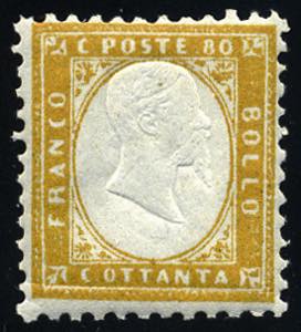 Regno dItalia - 1862 - 80 c. giallo arancio ... 