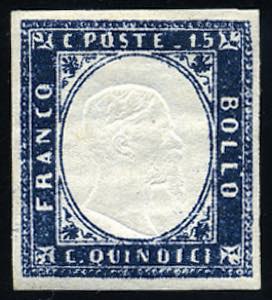 Regno dItalia - 1863 - 15 c. azzurro grigio ... 