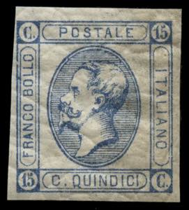 Regno dItalia - 1863 - 15 c. azzurro, I ... 