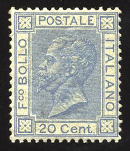 Regno dItalia - 1867 - 20 c. azzurro ... 