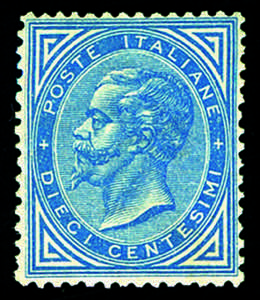 Regno dItalia - 1877 - 10 c. azzurro, ... 