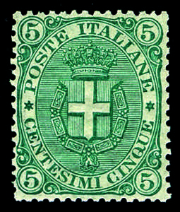 Regno dItalia - 1891 - 5 c. verde, fresco ... 