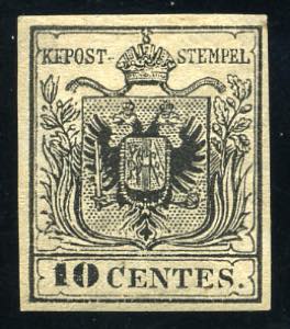 Lombardo Veneto - 1850 - 10 c. nero, carta a ... 