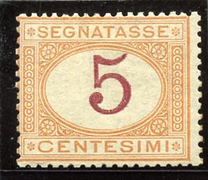 Segnatasse - 1870 - 5 c. ocra e carminio, ... 