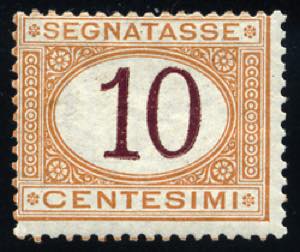 Segnatasse - 1871 - 10 c. ocra e carminio, ... 