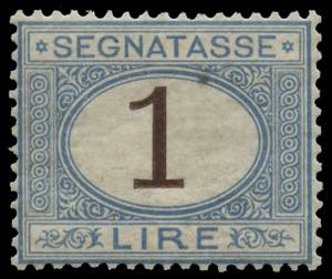 Segnatasse - 1870 - 1 Lira azzurro chiaro e ... 