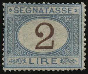 Segnatasse - 1870 - 2 Lire azzurro chiaro e ... 