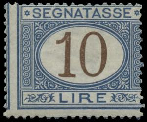 Segnatasse - 1893 - 10 Lire azzurro e bruno, ... 