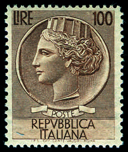 Repubblica Italiana - 1954 - Siracusana 100 ... 