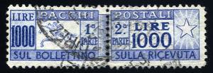 Pacchi Postali - 1954 - Cavallino 1000 Lire ... 