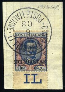 Costantinopoli - 1908 - 20 pi. Su 5 Lire ... 