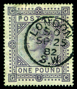 Gran Bretagna - 1878 - 1 £ bruno lilla con ... 