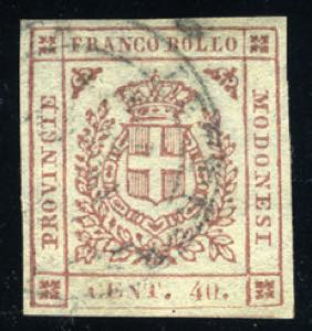 Modena - 1859 - 40 c. carminio brunastro con ... 