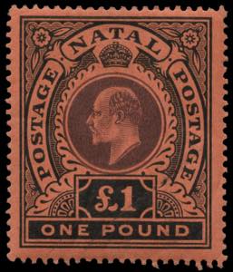 Natal - 1908/1909 - Edoardo VII 1 £ nero e ... 
