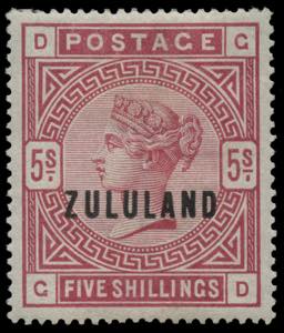 Zululand - 1892 - Regina Vittoria 5 s. rosa, ... 