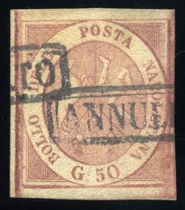 Napoli - 1858 - 50 gr. rosa brunastro, con ... 