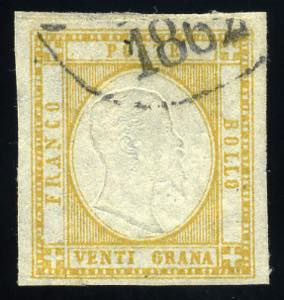 Napoli - 1861 - 20 gr. giallo, con ottimi ... 