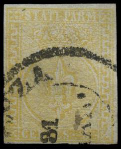 Parma - 1853 - 5 c. giallo chiarissimo, con ... 