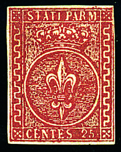 Parma - 1855 - 25 c. bruno rosso, con buoni ... 