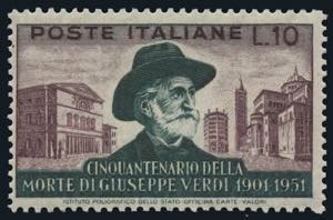 1951 - Giuseppe Verdi 10 Lire verde e ... 
