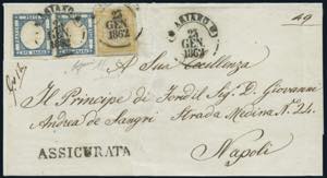 Napoli - 1862 - Busta assicurata spedita da ... 
