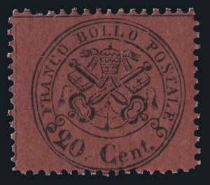 Pontificio - 1868 - 20 c. rosso indiano, ... 