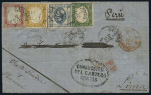 1863 - Lettera spedita da Genova per Lima il ... 