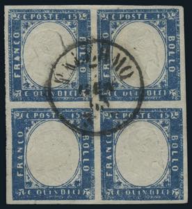 1863 - 15 c. azzurro tipo Sardegna, ... 