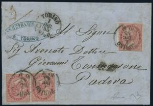 1863 - Eccezionale lettera spedita da Torino ... 