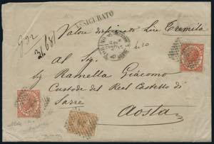 1872 - Assicurata affrancata con 2 Lire ... 