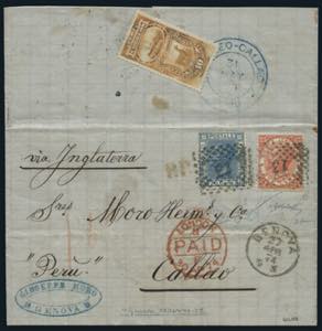 1874 - Lettera spedita da Genova per Callao ... 