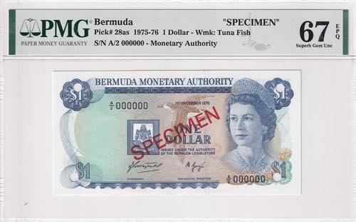 Bermuda, 1 Dollar Specimen, 1976, ... 