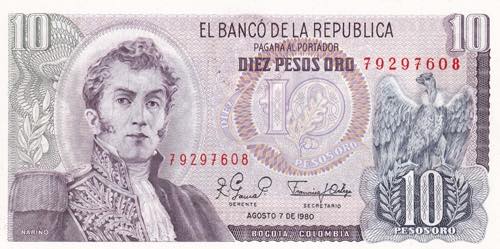Colombia, 1980, 10 Pesos oro, UNC, ... 