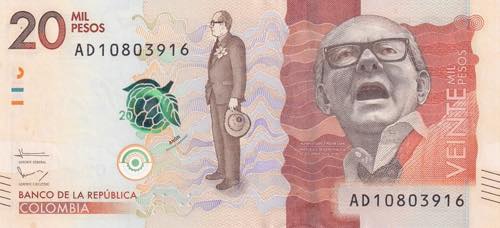 Colombia, 2015, 20.000 Pesos, UNC, ... 