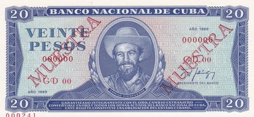 Cuba, 1989, 20 Pesos Specimen, ... 
