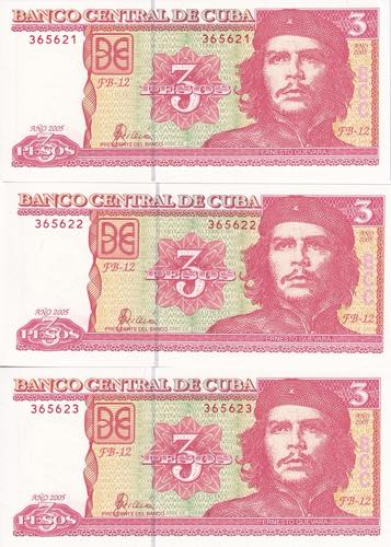 Cuba, 2005, 3 Pesos Lot, UNC, ... 