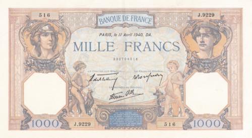 France, 1.000 Francs, 1940, AUNC, ... 