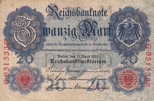 Germany, 20 Mark, 1910, VF, ... 