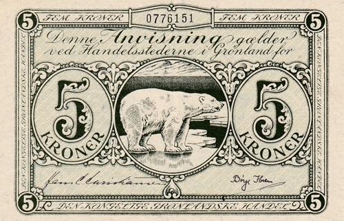 Greenland, 5 Kroner, 1953, ANUC, ... 