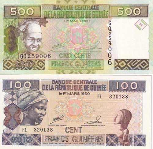 Guinea, 100-500 Francs, 2012-2006, ... 