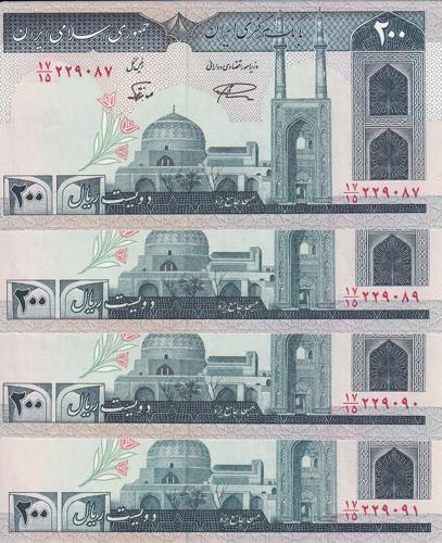 Iran, Lot of 4 ea 200 Rials, 1982, ... 