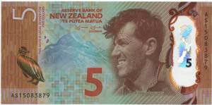 New Zealand, 5 Dollars, 2015, UNC, ... 